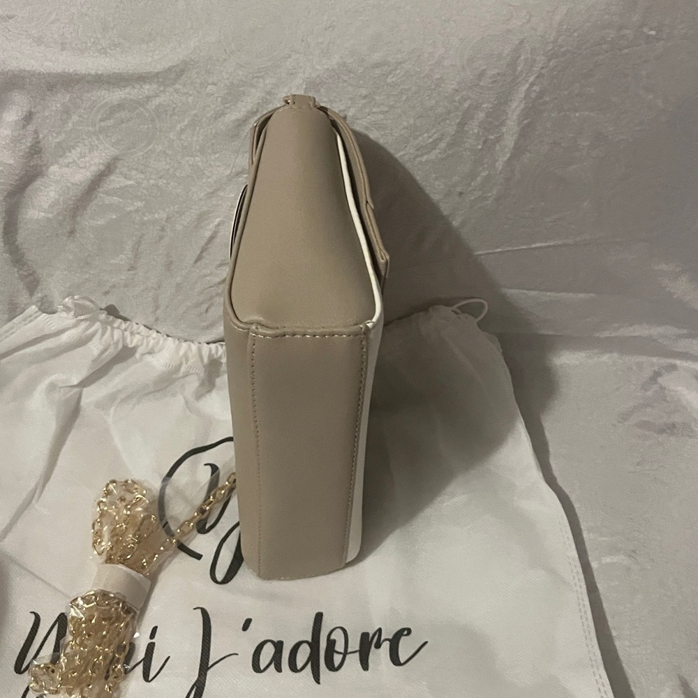 Yani J’adore Elegant Beige and White Women's Bag 2 Piece Set - Picture 7 of 8